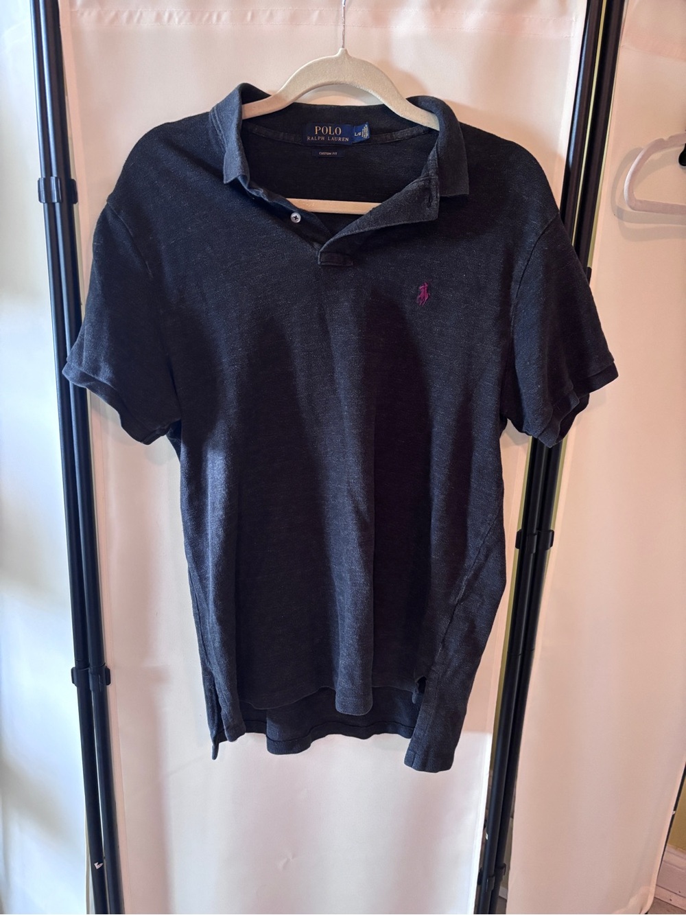 Polo by Ralph Lauren Men’s Black Polo with Burgundy Logo